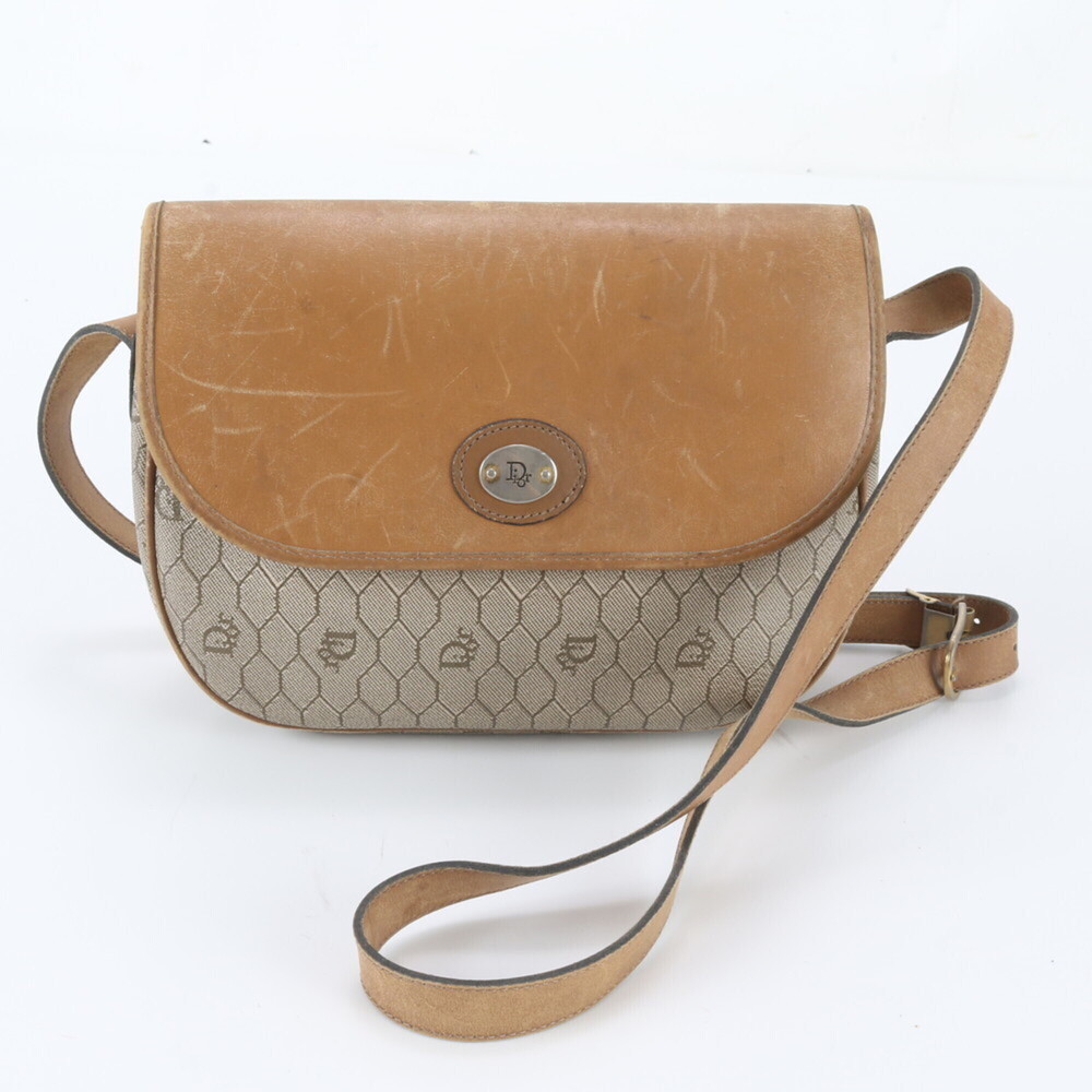 Christian Dior Honeycomb Pattern Leather Shoulder Bag Crossbody for Women
